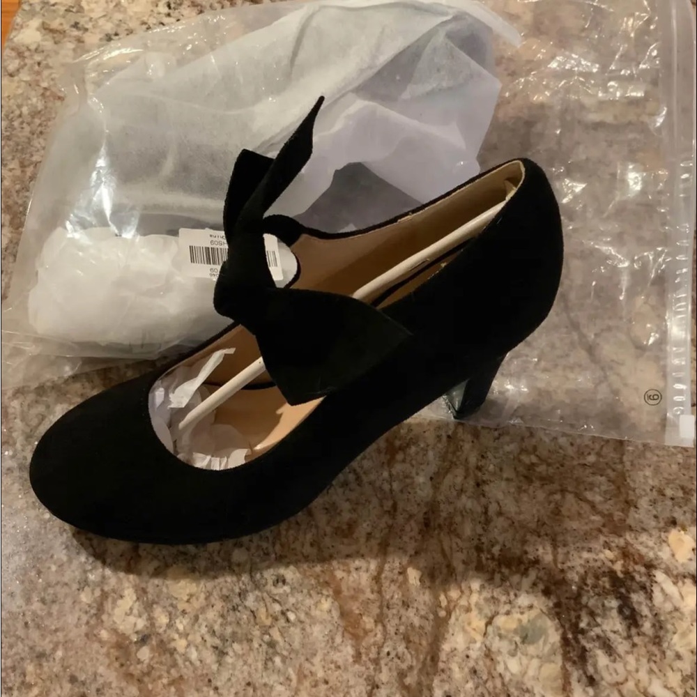 Black Heels with Bow Detail